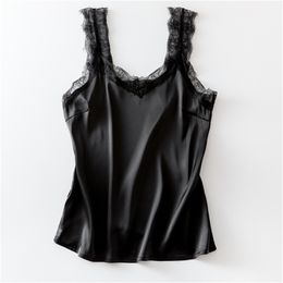 Sale Sexy Lace Tank Top Women Summer Casual Satin Silk Vest Backless Lace-up Basic Tops Black Sleeveless Camisole T-Shirt
