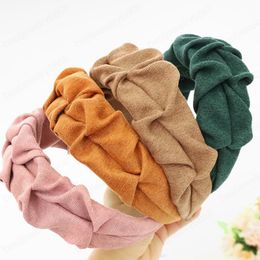 Fashion Women Headband Pleated Soft Hairband Wide Side Solid Colour Turban Adult Hair Accessories Headwear