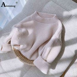 Kids Clothing 2021 Fashion Sweater Unisex Casual Pullovers Knitted Sweater Long Sleeve Children Autumn Loose Tops Streetwear Y1024