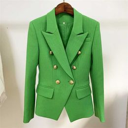 HIGH STREET Fashion Designer Blazer Women's Classic Lion Buttons Slim Fitting Textured Jacket 210930
