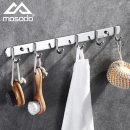 Hooks & Rails Wall Punch Free Towel Hanging Stainless Steel Shelves And Supports For Kitchen Housekeeper Row Hook Bathroom