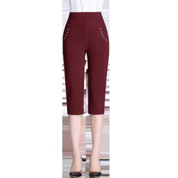 Summer Capris Pants For Women Casual Solid Pantalon Femme High Waist Pencil Pants Skinny Stretch Short Trousers Plus Size 5XL Q0801