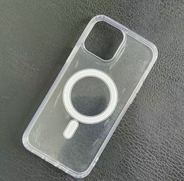Transparent Clear Acrylic Cases Magsafe For iphone 13 12 11 Pro Max Support Magnetic Wireless Charger Cover 100PCS/LOT