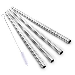 Extra Wide Big Stainless Steel Drinking Straws Reusable Boba Smoothie Metal Straw