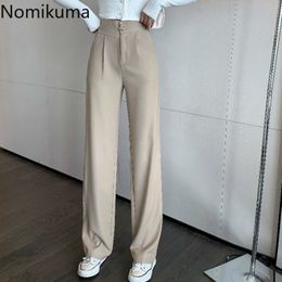 Nomikuma Autumn New Women Suit Pants Korean High Waist Long Trousers Causal Solid Elegant Wide Leg Pants Feminimos 6D272 210427