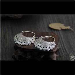 Charm Jewelrypure Ethnic Thai Hand Made 925 Sterling Sier Dangle Earrings Vintage Matt Retro Craft Woman Jewellery Drop Delivery 2021 Ns6M7