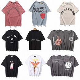 -Kanye West Herren Womens Jesus T-shirts ist King Tshirts Tour-Gedenken Street Kurzarm halbhoch übergroß Collarzwp7 #