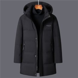 Brand Winter White Duck Down Coats Men Thicken Warm Down Jacket Men Hooded Warm Long Parkas Hight Quality Black Overcoat Style