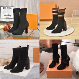 2022 Designer Women Boots Socks High Heel Boot Pointed Wedge Platform Heels Lady Stylist shoes Fashion Martin Boots Original Print Boot