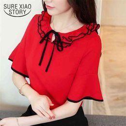 chiffon blouses women shirt summer short sleeve ladies tops plus size blusas 0196 40 210506