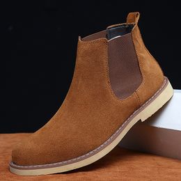 Men Boots Luxury Spring/Winter Elegant Chelsea Boots Men Cow Suede Leather Lovers Casual Shoes Plus Size 47 Zapatillas Hombre