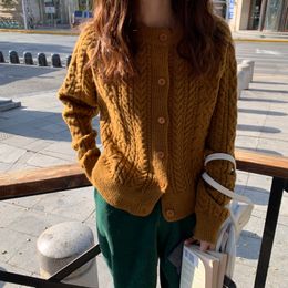Casual High Quality Loose Solid Cardigans Chic Fashion Warm Brief Twist Vintage Streetwear All Match Sweaters 210421