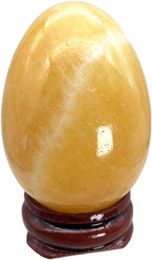 -Каменный яйцо Figurine Полированный исцеление Кристалл Пасхальные яйца Сфера Скульптура с деревянным стойкой