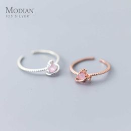 Pink Crystal Planet Open Adjustable Sterling Silver 925 Ring for Women Fashion Starry Sky Original Fine Jewellery 210707