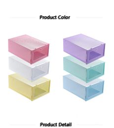 Clear Plastic Storage Shoe Box Dustproof Sneaker Organizer Flip Transparent High Heels Boxes Candy Color Stackable Shoes Containers green Case