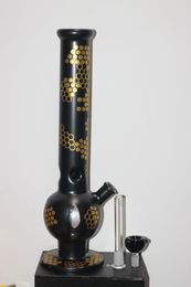 18 inch Black oil burner Glass Bongs Honeycomb Pattern Bowls Hookahs For Smoking