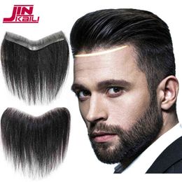 JINKAILI Men's Toupees Forehead Hairline with Gule Tapes Synthetic Hair Piece Hair Extension100% Natural Hair Replacement System 220208