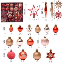Christmas Decorations 58Pcs/Set Painted Ball Set Gift Package Tree Pendant Ornaments Merry Happy Year Home Decor