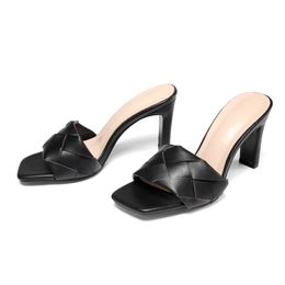 2021 Luxury Slides Women 10cm High Heels Mules Summer Sandals Block Heels Slippers Prom Platform Stripper Wedding Shoes sdsdgwe