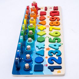 Educational Math Blocks Toys Teaching Aids Figure Matching Puzzle Preschool Geometry Digital Toy Kids Gift W5