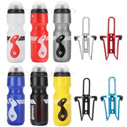 1 Set 750ML Drink Cup Water Bottle W/ Mountain Bike Bicycle Mount Holder Cage Bracket Outdoor Cycling Accessories Y0915