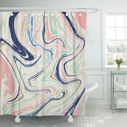 Shower Curtains Watercolor Marble Marbling Pattern Abstract Flow Liquid Paint Curtain Waterproof Fabric 60 X 72 Inches Set With Hooks