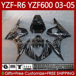 Silver flames Motorcycle Fairings For YAMAHA YZF-R6 YZF600 YZF R 6 600 CC YZFR6 03 04 05 Bodywork 95No.102 YZF R6 600CC 2003 2004 2005 Cowling YZF-600 03-05 OEM Body Kit