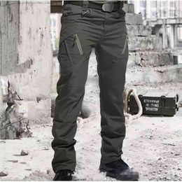Pantaloni tattici da uomo Tasca multipla Elasticità Militare Outdoor Quick Dry Tacitcal Pantaloni Uomo Slim Fat Cargo Pant 5XL 210715