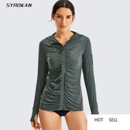 Women's UPF 50+ UV/Sun Protection Jackets Zip Front Long Sleeve Swim Hoodie