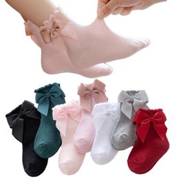 Socks Sweet Korean Style Girl Fashion Born Baby Cute Bowknot Knitted Ankle Party Brithday Wedding Princess Clothes