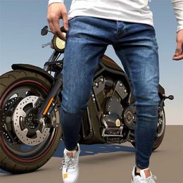 Men Skinny Biker Jeans Blue Classic Pencil Pants Male No Ripped Stretch Denim Trousers Street Casual Business Party Cowboy men 211104