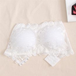 Bustiers & Corsets Fashion Black White Strapless Seamless Women's Sexy Casual Lace Wrap Tube Top Tops Women Stretch Soft Bra Underwear 2021