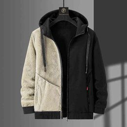 Winter clothes cashmere cotton sweater lamb cashmere men's hooded sports cardigan coat casual warm trend coat H1206