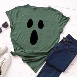 Women's T-Shirt Pumpkin Faces Halloween Women Short Sleeve Cotton T-Shirts Graphic Tees Summer Tee Tops For Female Casual Oversized Clothes