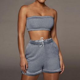 Two Piece Outfit Crop Top Shorts Online 