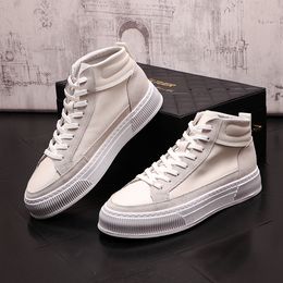 British styl Fashion Men Casual Dress Wedding Boots spring Vulcanize Walking Sneakers Brand Comfortable Lace Up Hip-Hop High Top Sport Loafers N37
