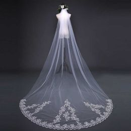 Popular Wedding Accessories Lace Edge Cathedral Veil Fashion Ivory Bridal Wedding Bridal Veils 2021 X0726