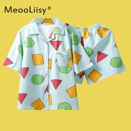 MeooLiisy Pijama Women's Pajamas for Woman Summer Sleepwear Suits with Shorts Pajama Set Home Clothes Pyjamas