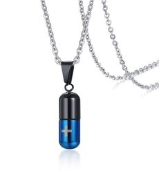 Stainless steel small pill pendant necklace souvenir jewelry cremation jewelry ashes urn