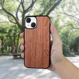 Newest Customizable Engraving Blank Wood Phone Cases For Iphone 11 12 X XS Max XR 13 Series Cover Nature Wooden Case Non-slip Durable Wholesale