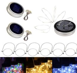 2021 Solar LED Mason Jar Lights Up Lid 2M 20 LED String Fairy Star Lights with Handles for Regular Mouth Jars Garden decor