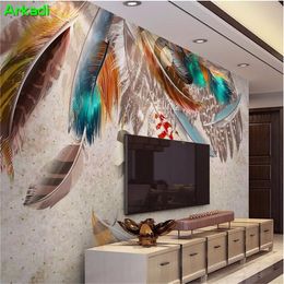 Wallpapers Modern Simple Fashion Colorful Feather Textured Art Retro TV Background Wall 3D Abstract Living Room Bedroom Wallpaper