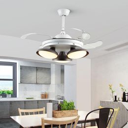 Ceiling Fans Nordic Modern ABS Copper Remote Control Fan With Light Hidden Blade Lamp Lights