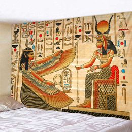 Yellow ancient Egyptian tapestry wall hanging old culture printed Hippie Egyptian Bohemian tapestry wall cloth home decoration r 210609