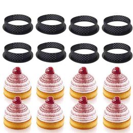 8pcs/set Non-stickTart Mold Ring Perforated Plastic Cutting Rings Mousse Circle Cutter DIY Baking Accessories 210702