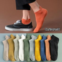 Men's Socks Casual Solid Colour Mesh Boat Breathable Invisible Shallow Mouth Silicone Peas Shoes