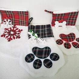 4 Styles Snowflake Christmas Stocking Xmas Gift Socks Santa Claus Candy Apple Bag Fireplace Decoration Home Party Supplies