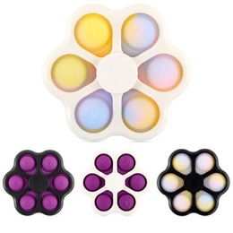 fun stress reliever UK - Plum Blossom Decompression Fidget Toys Educational Push Press Plate Sensory Anxiety Stress Reliever Kids Mental Arithmetic Bubble Fun with Fingertip Spinner a06