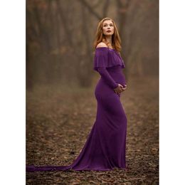 Pregnancy Dress Photography Shoulderless Maternity Dresses For Photo Shoot Vestidos Maternity Photography Props Shooting Photo Q0713