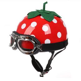 Motorcycle Half Helmets Personali Bicycle Riding Lovely Strawberry Helmet With Racing Goggles Scooter